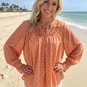 Kaari Blue Coral Blouse with Patterned Detail